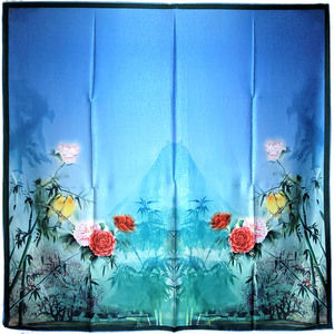 NWT Double Sided Silk Scarf 52"x52" Large Square Shawl Wrap XiangYunSha 3659